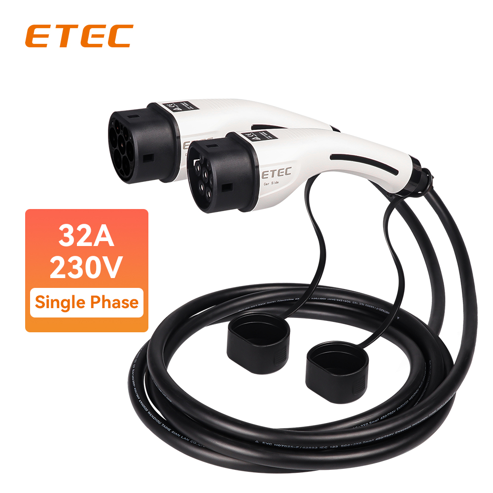 ETEC EKEP1-T2-D-32 Type 2 Female to Male Extension Cable 32A 7.3KW 230V Single Phase Connector with 5 Meters Cable