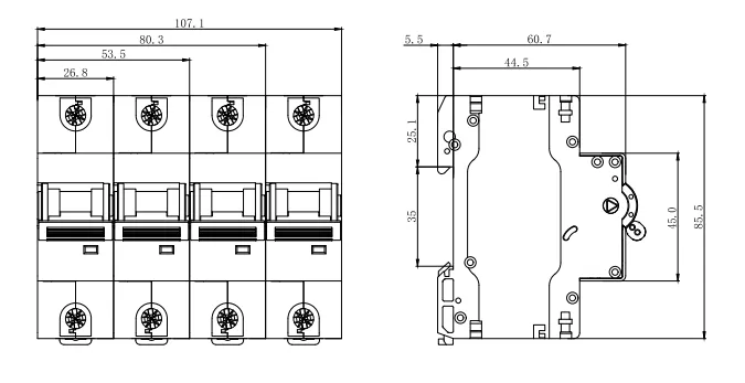 ETEK Сильноточный 10кА MCB EKM3-125H