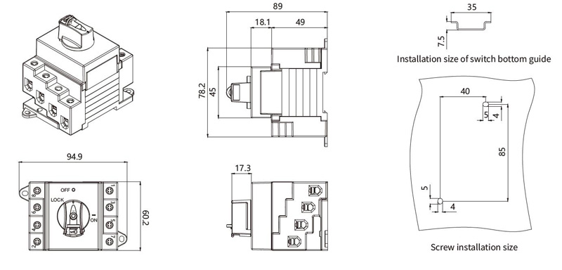 Корпус ekd6 db32 изолятор постоянного тока 10