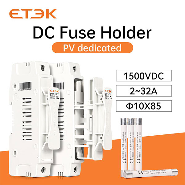 2-50A Rail Mount Photovoltaic (PV) Solar Fuse Holders for 10 x 85mm 14 x85mm Fuse, 1P, 1500VDC